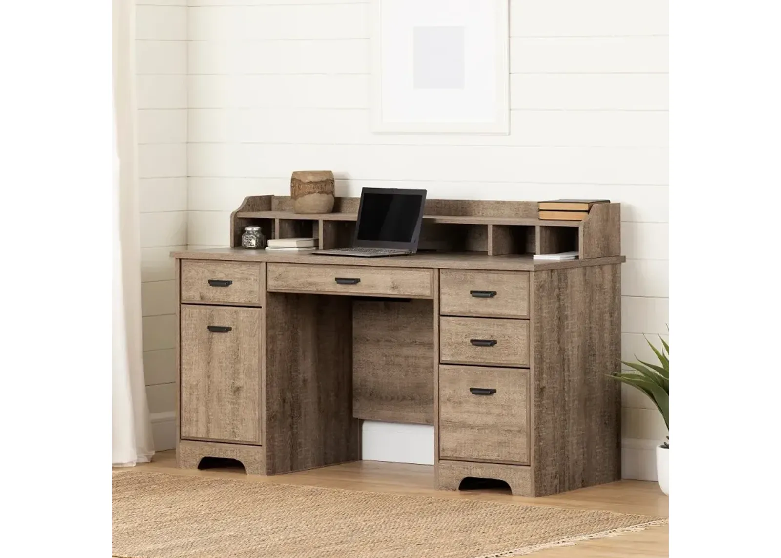 Weathered Oak Computer Desk - Versa