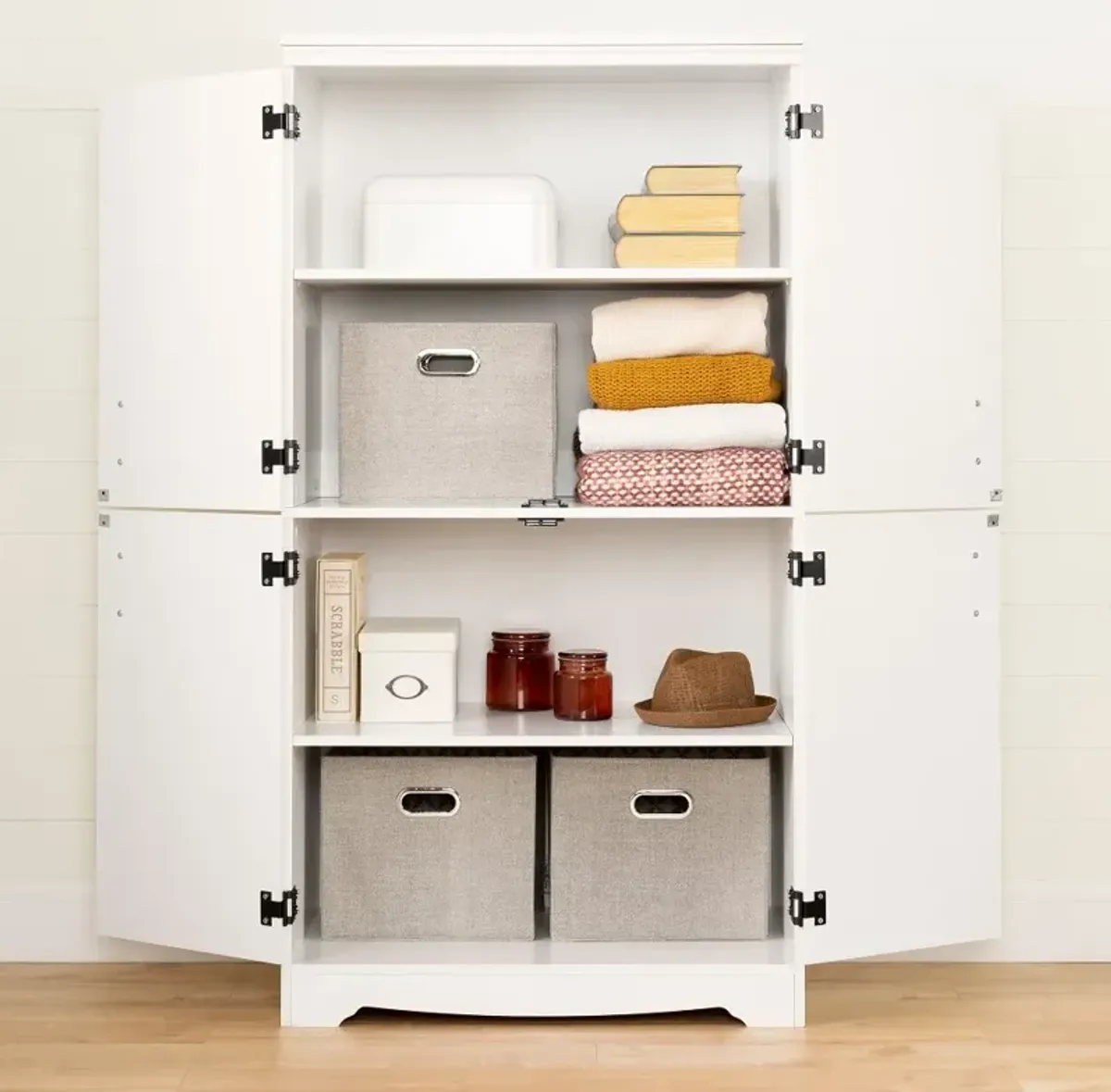 Farnel Pure White 4-Door Storage Cabinet - South Shore