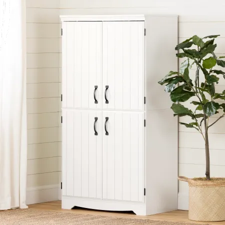 Farnel Pure White 4-Door Storage Cabinet - South Shore