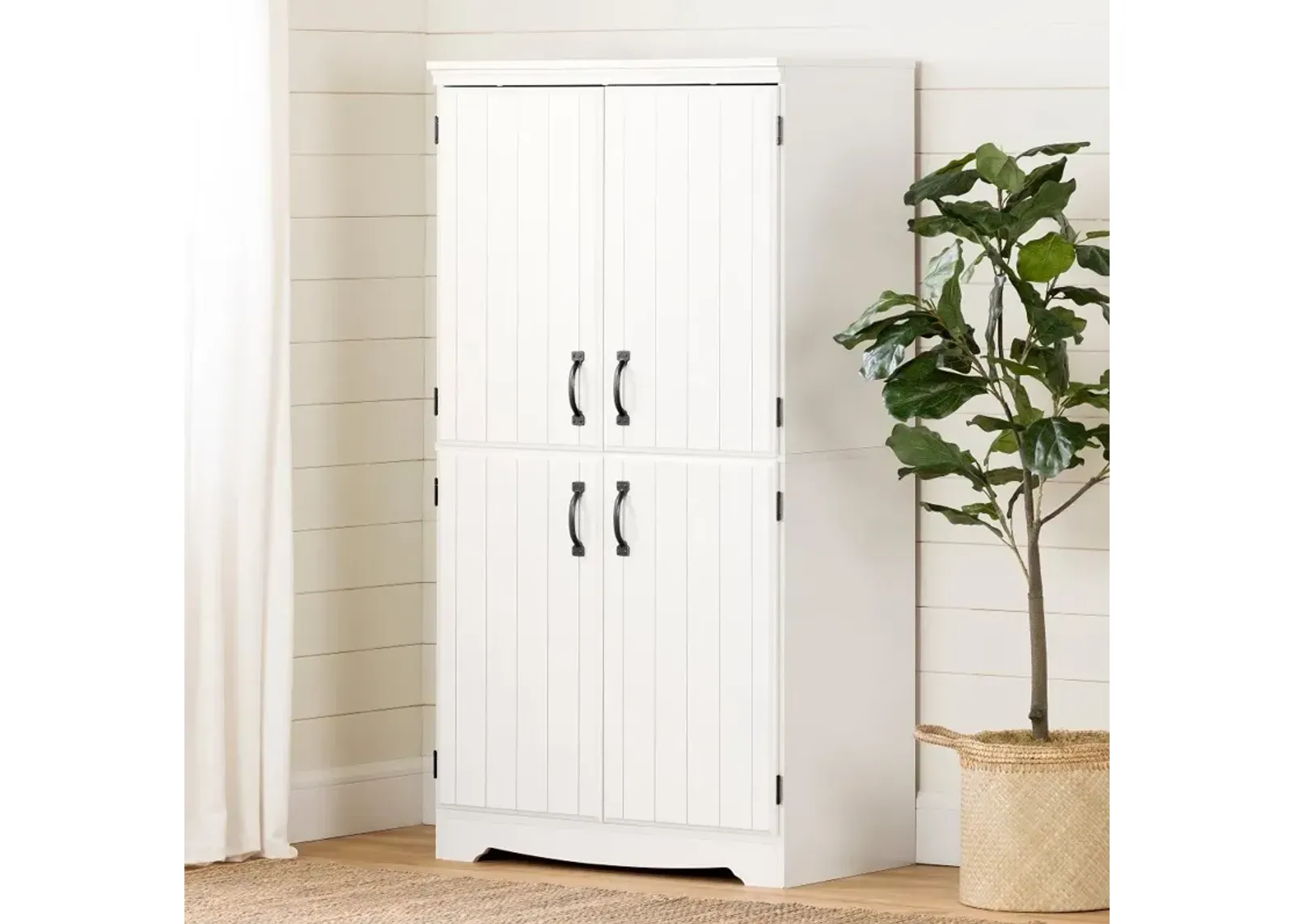 Farnel Pure White 4-Door Storage Cabinet - South Shore