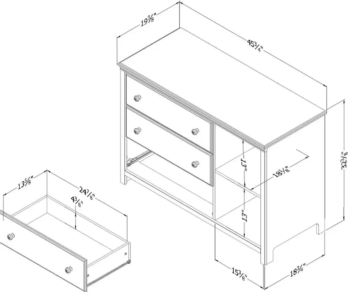 Balka Pure White 3-Drawer Dresser - South Shore