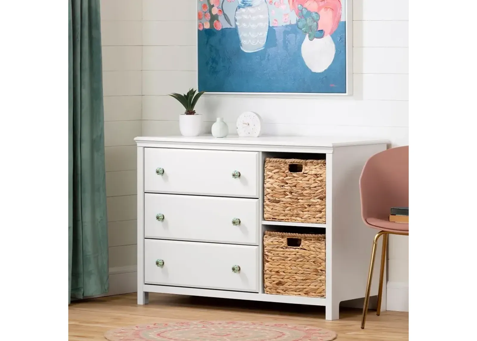 Balka Pure White 3-Drawer Dresser - South Shore