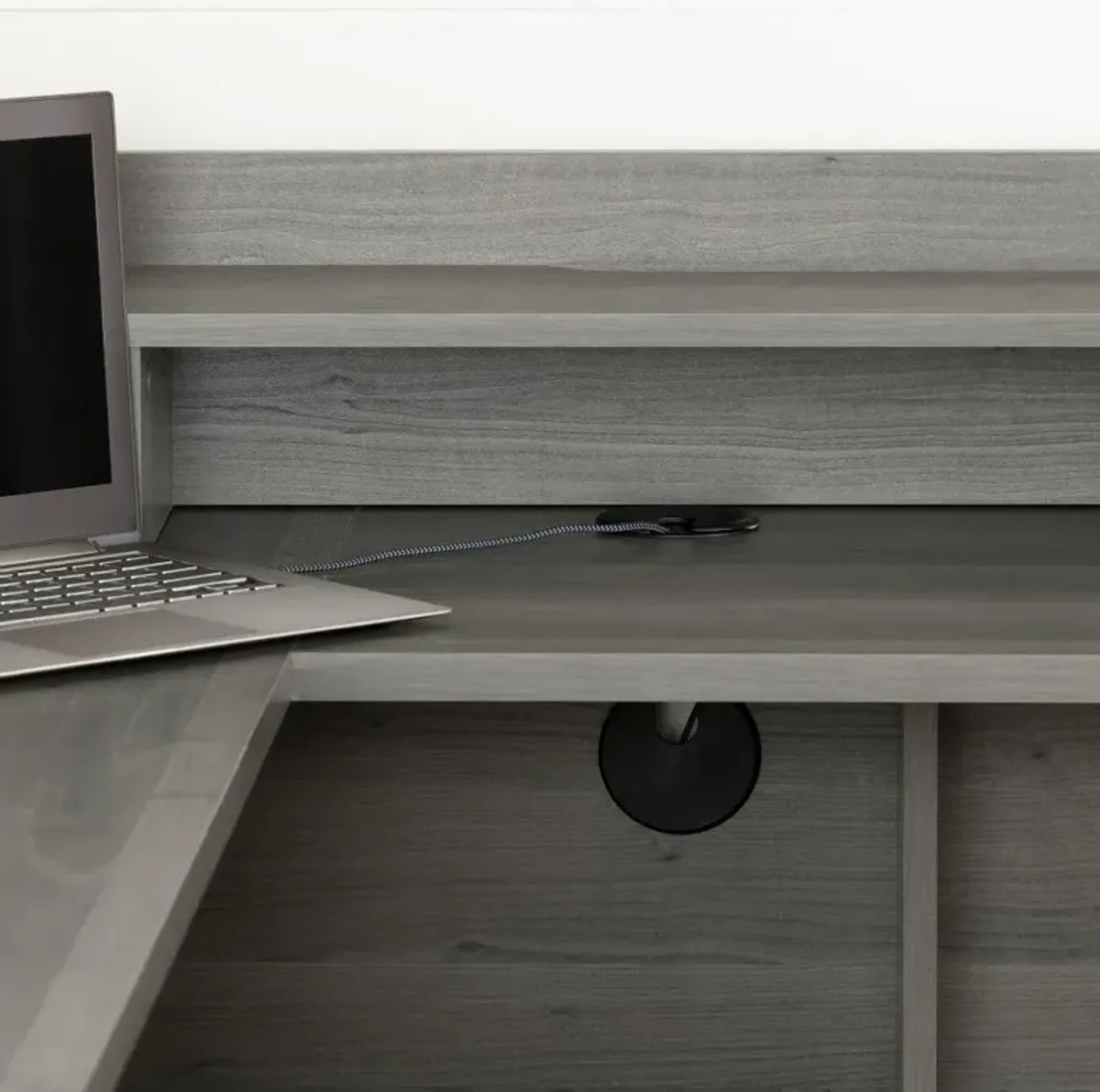 Versa Gray Maple L-Shaped Desk