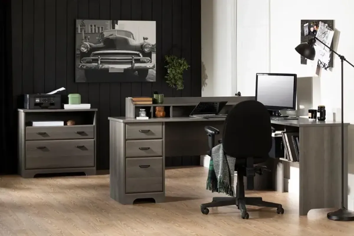 Versa Gray Maple L-Shaped Desk - South Shore