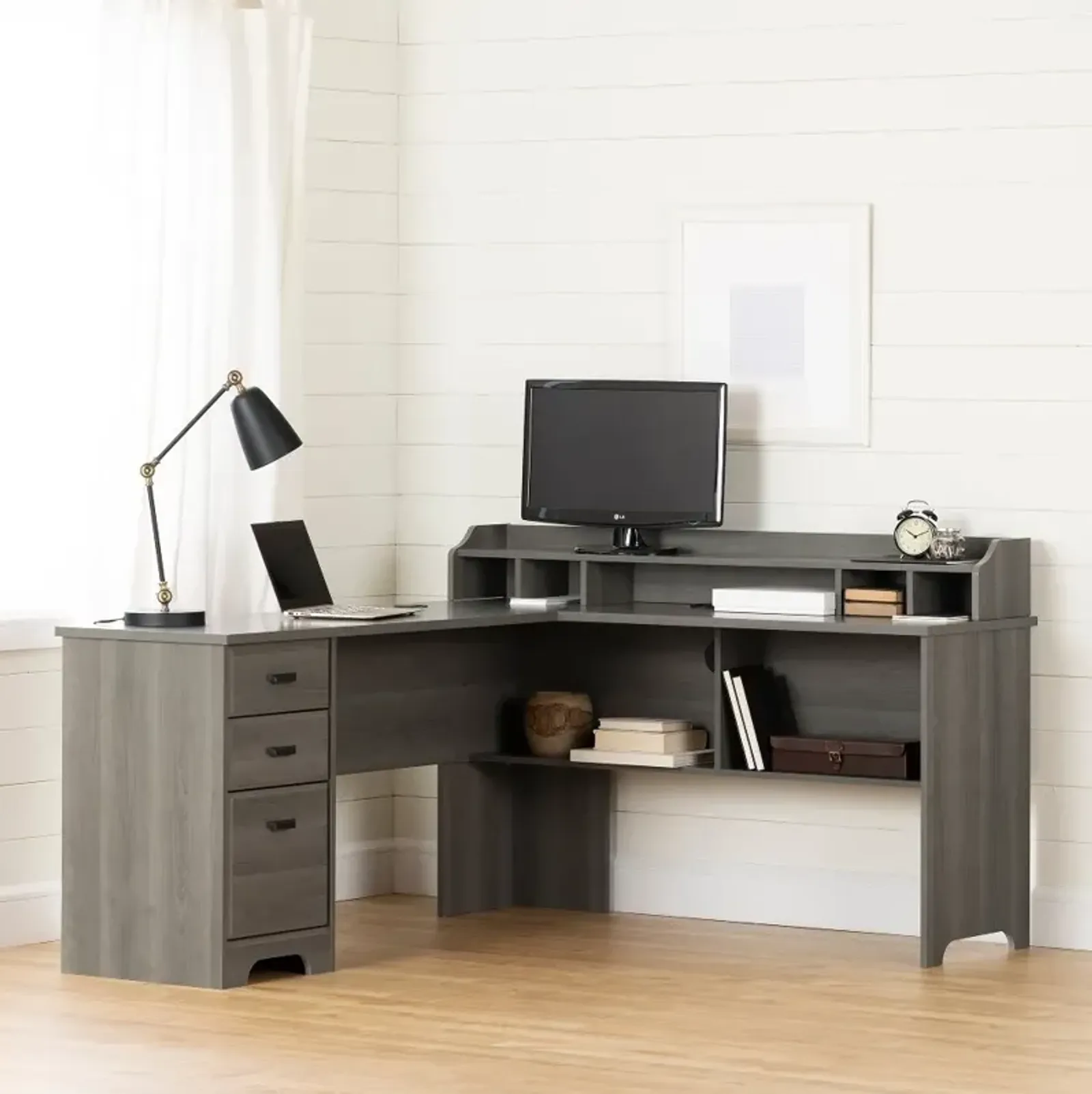 Versa Gray Maple L-Shaped Desk - South Shore