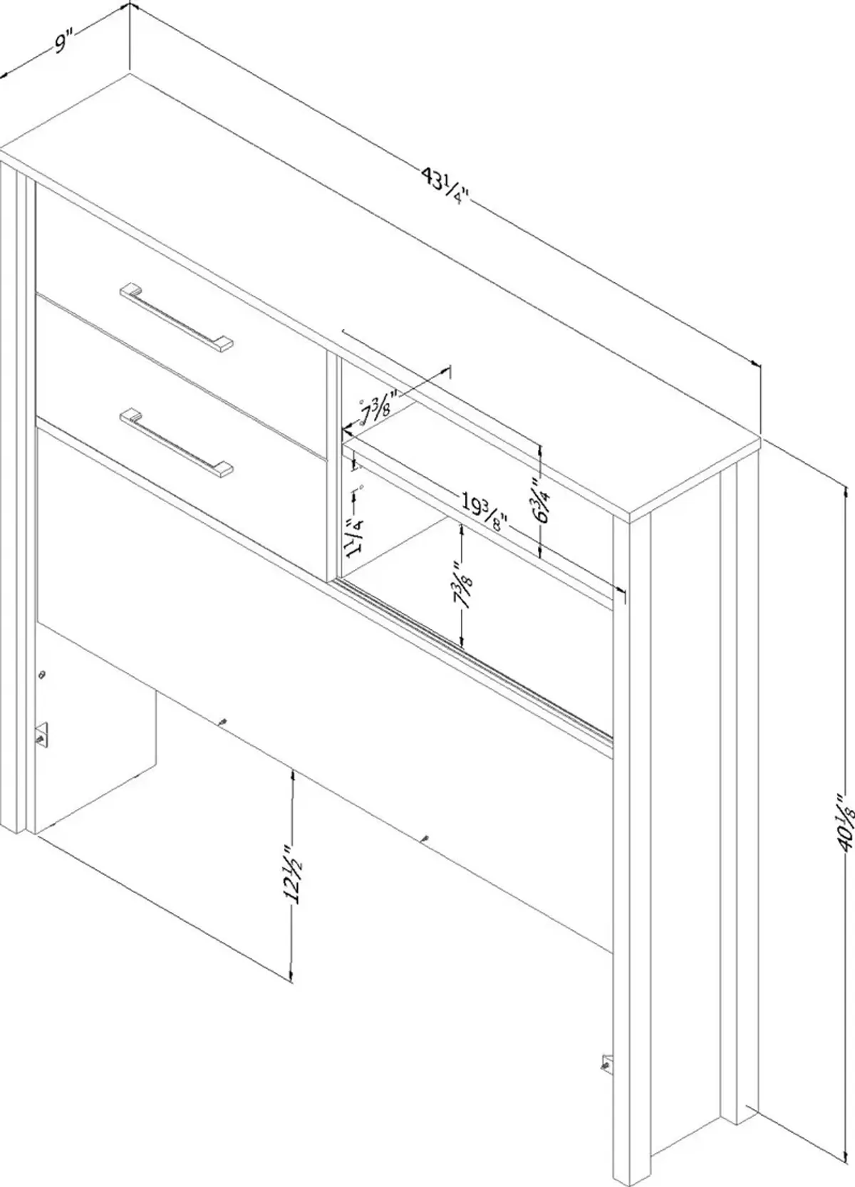 Munich Soft Elm and White Bookcase Headboard - South Shore