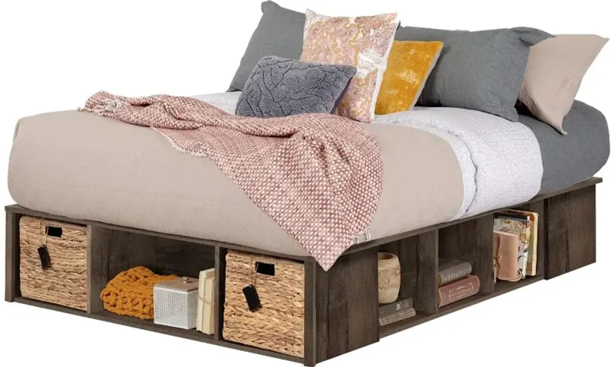 Avilla Fall Oak Storage Bed - South Shore