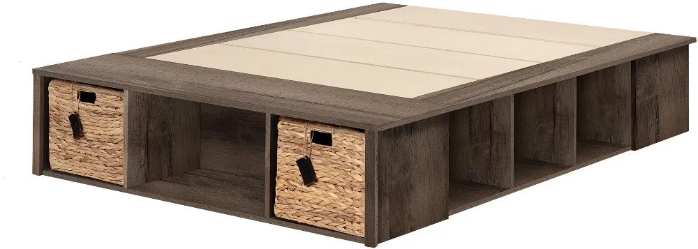 Avilla Fall Oak Storage Bed - South Shore