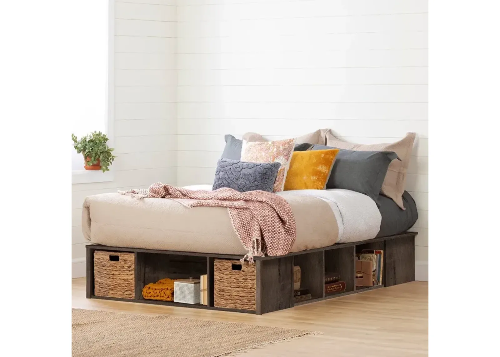 Avilla Fall Oak Storage Bed - South Shore