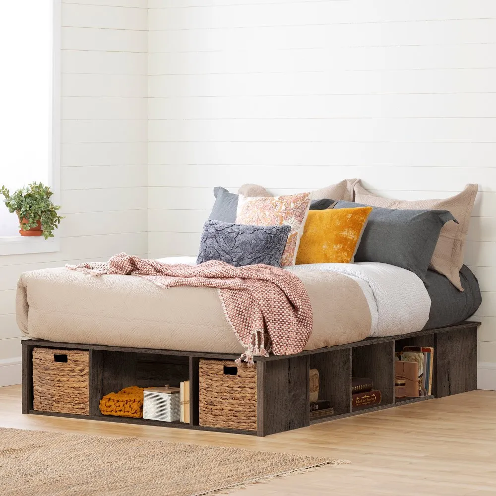 Avilla Fall Oak Storage Bed - South Shore