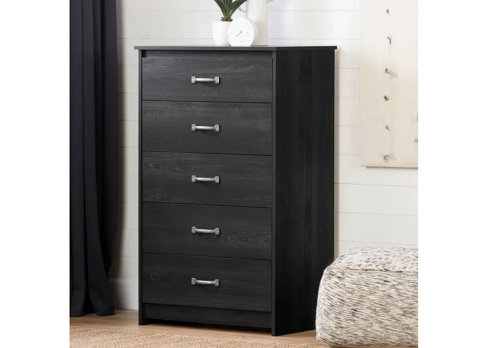 Tassio Farmhouse Gray Oak Chest of Drawers - South Shore