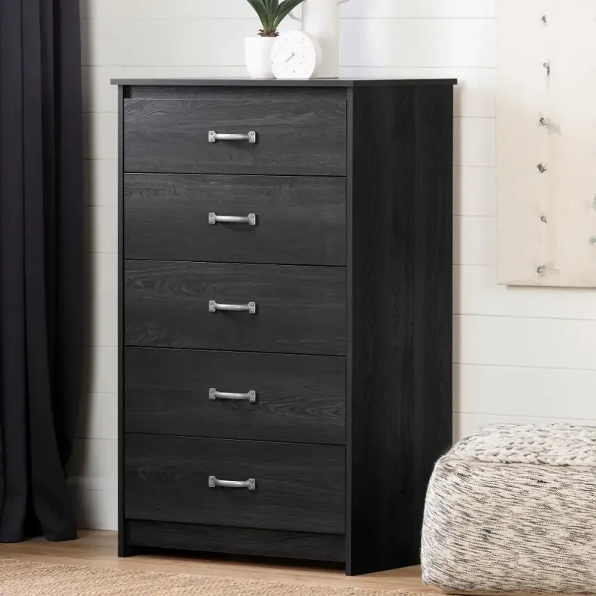 Tassio Farmhouse Gray Oak Chest of Drawers - South Shore