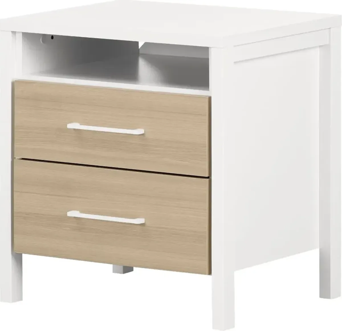 Contemporary Elm and White Nightstand - South Shore