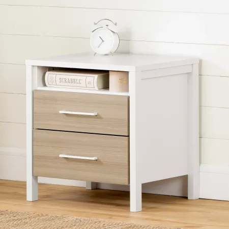 Contemporary Elm and White Nightstand - South Shore