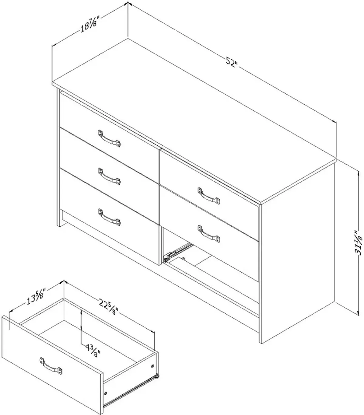 Tassio Gray Oak 6-Drawer Dresser