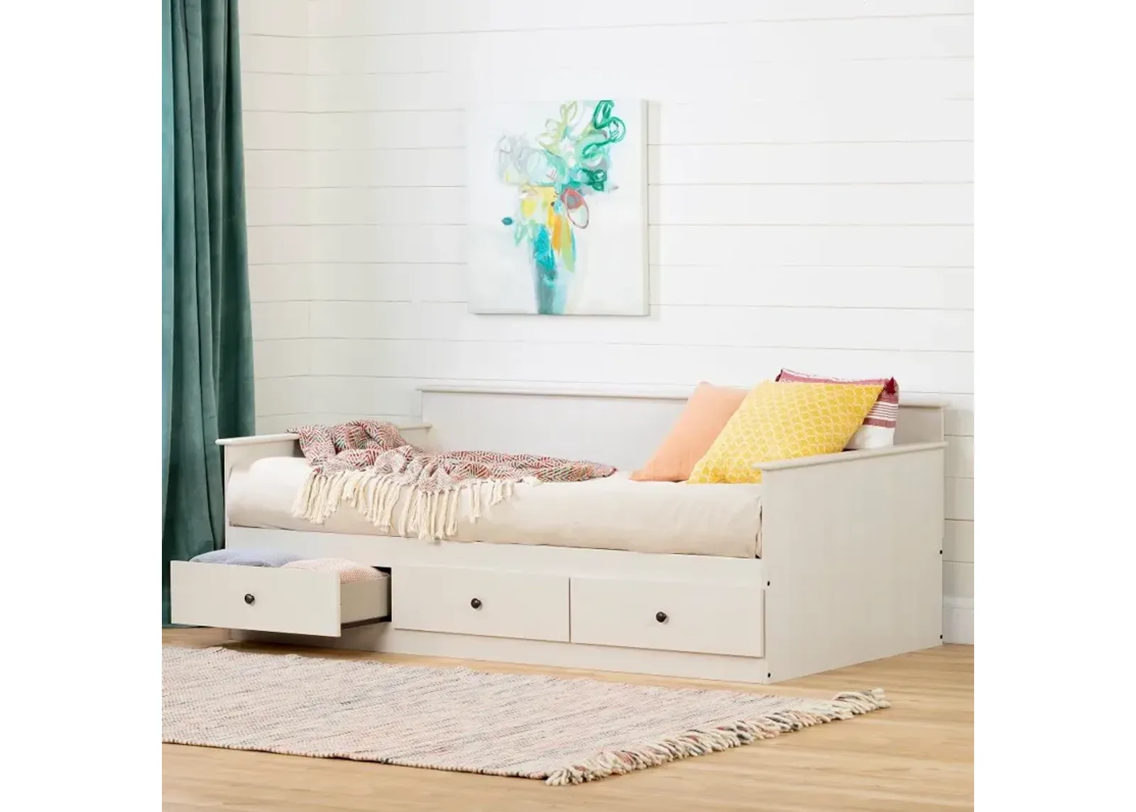 Plenny White Wash Daybed with Storage - South Shore