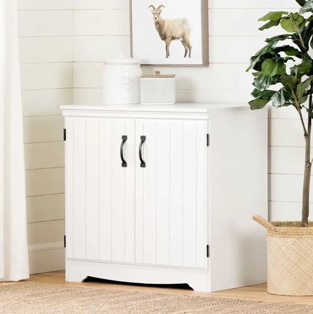 Farnel Pure White 2-Door Storage Cabinet - South Shore