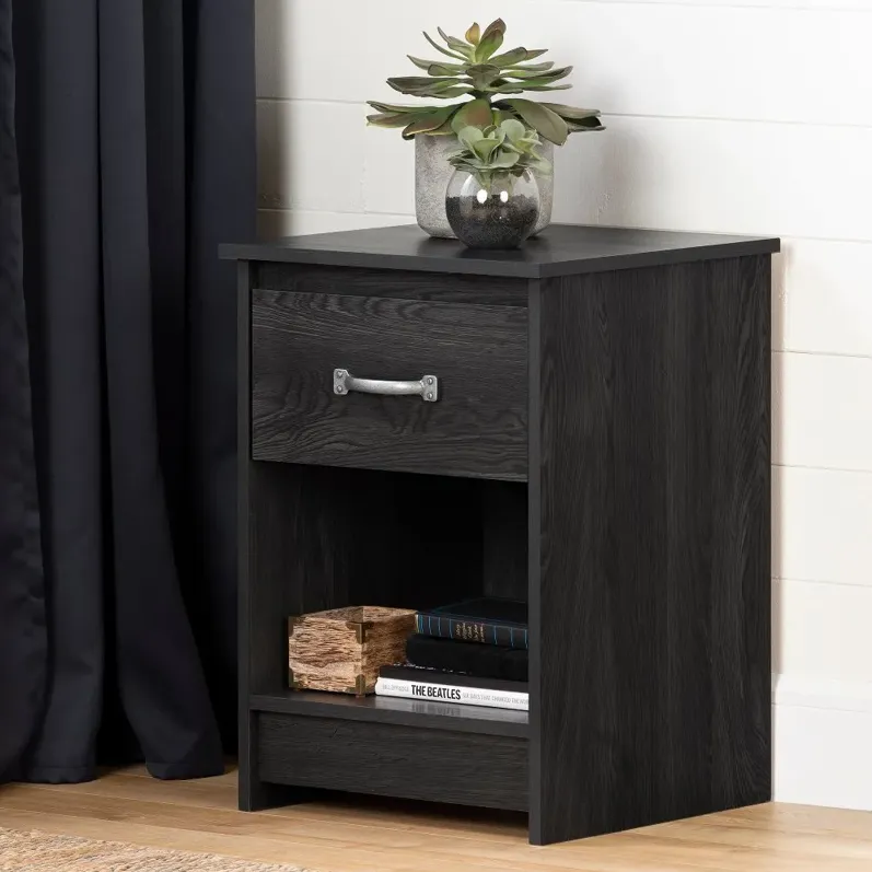 Tassio Gray Oak 1-Drawer Nightstand - South Shore