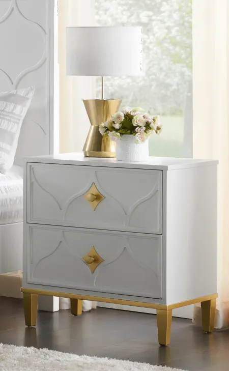Emma White and Gold Nightstand