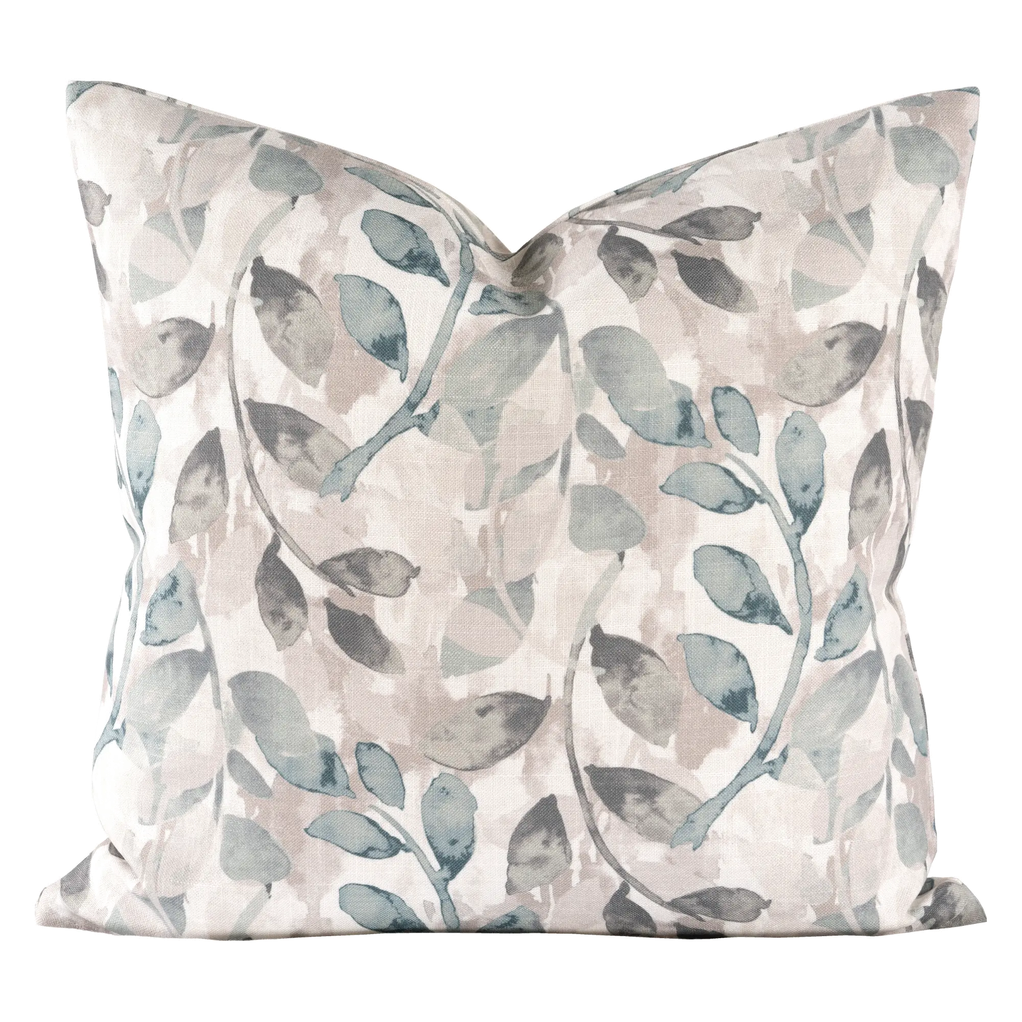 Gray, Gray-Blue and White 20 Inch Water Garden Feather Throw Pillow
