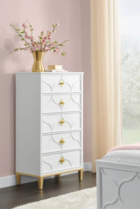 Emma White and Gold Chest of Drawers