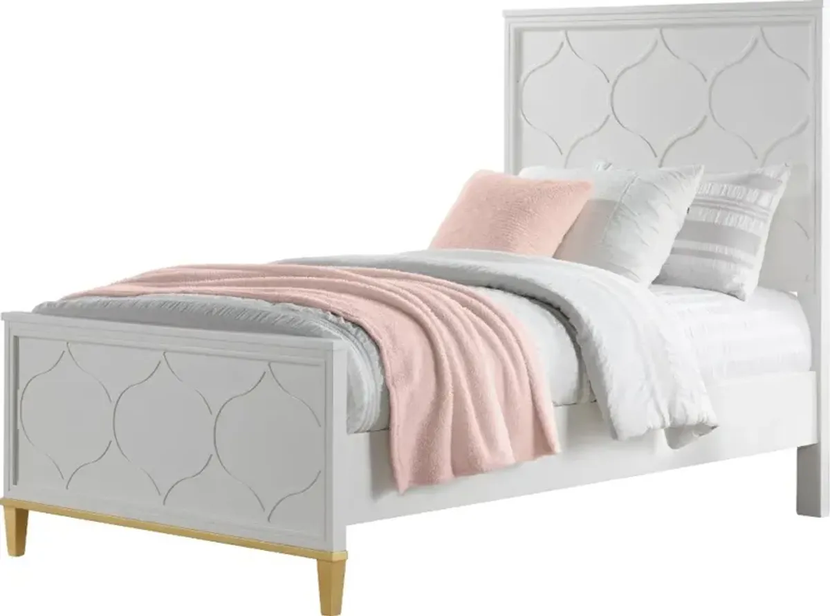 Emma White and Gold Twin Bed