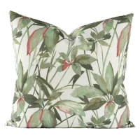 Green and Off White Desert Palm 20 Inch Feather Throw Pillow