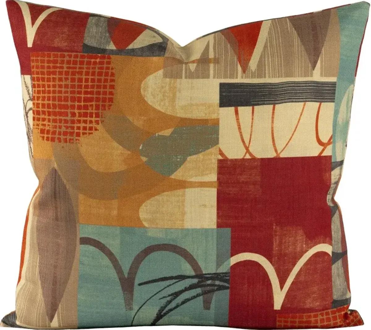 Red, Brown, Blue and Gold 20 Inch Hang Loose Throw Pillow