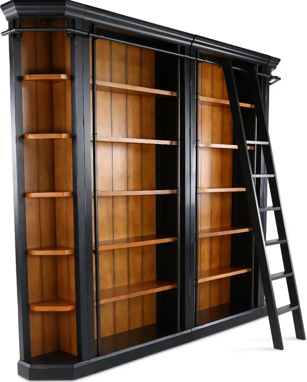Toulouse Black and Honey 5-Piece Bookcase Wall