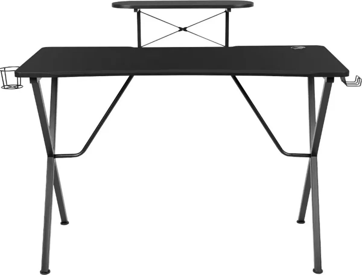 Black Gaming Desk with Monitor Stand