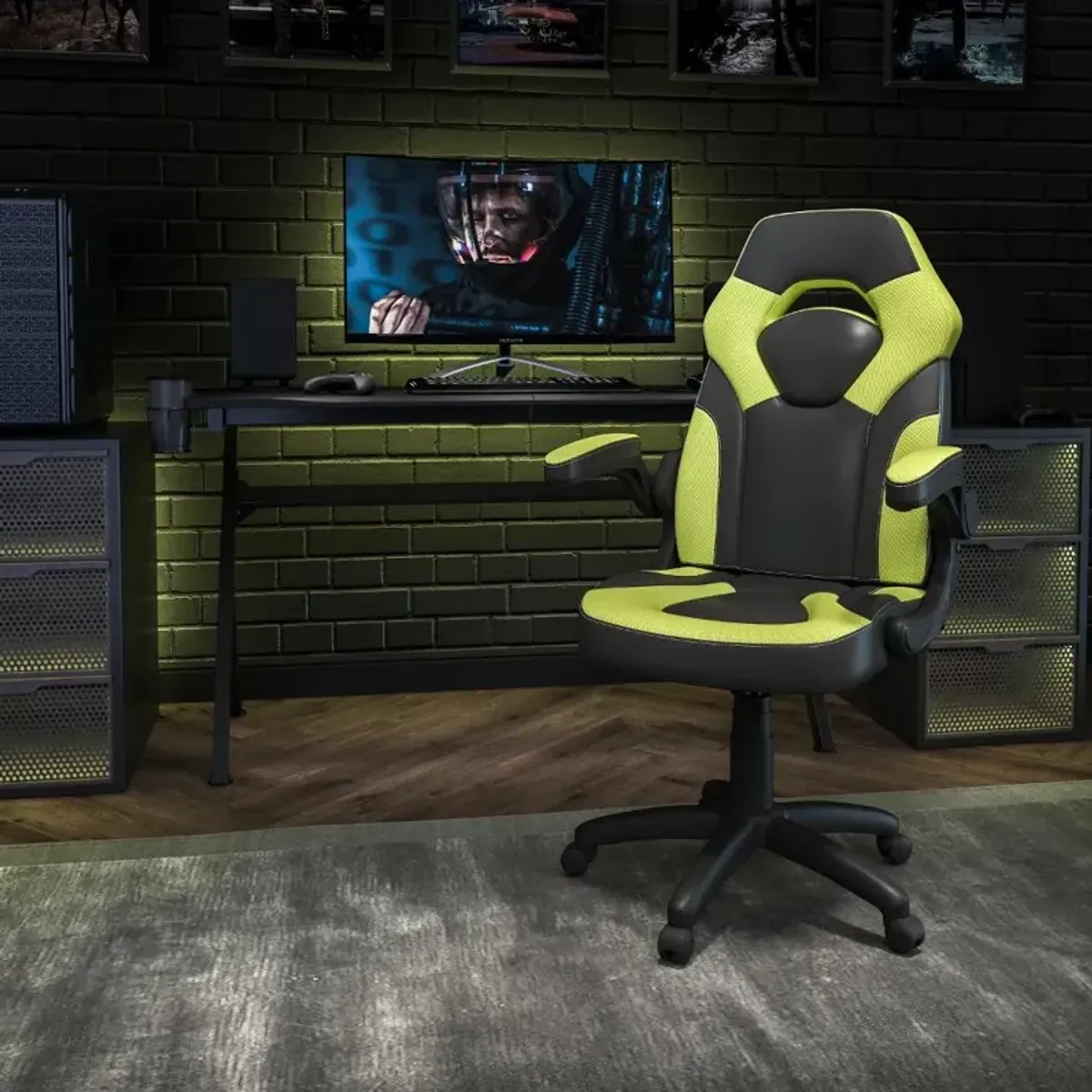 X10 Green and Black Gaming Swivel Chair