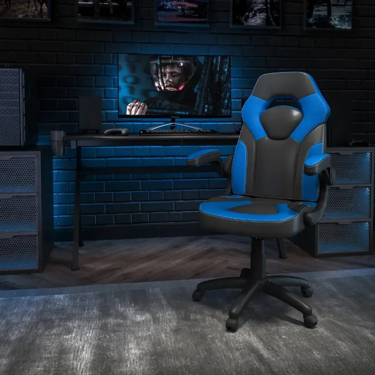 X10 Blue and Black Gaming Swivel Chair