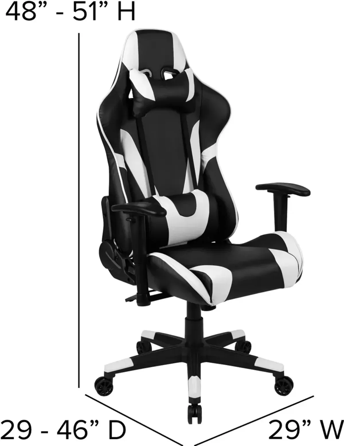 X20 White and Black Gaming Swivel Chair