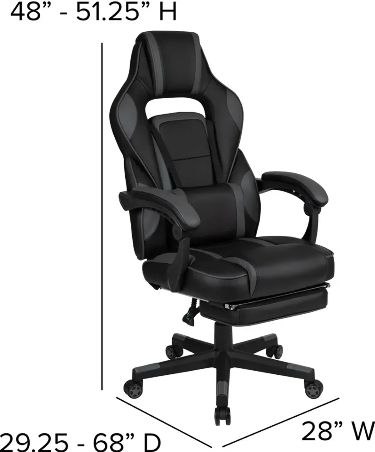 Gray and Black Gaming Swivel Chair - X40