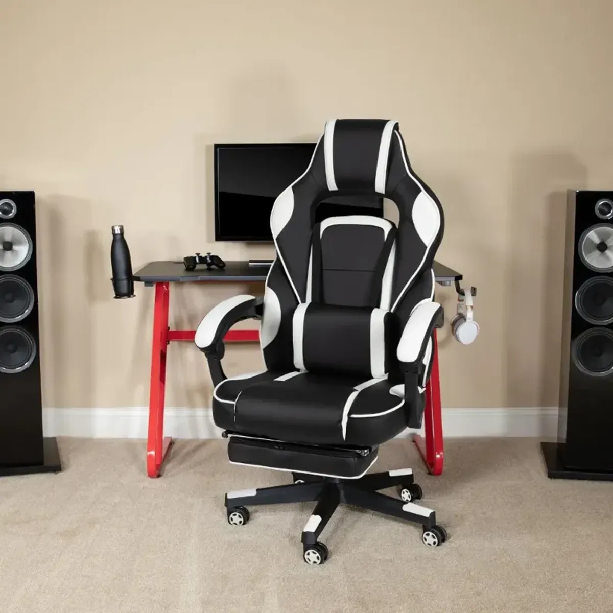 White and Black Gaming Swivel Chair - X40