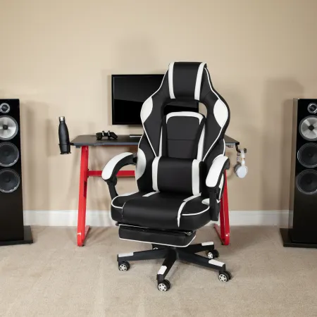 White and Black Gaming Swivel Chair - X40