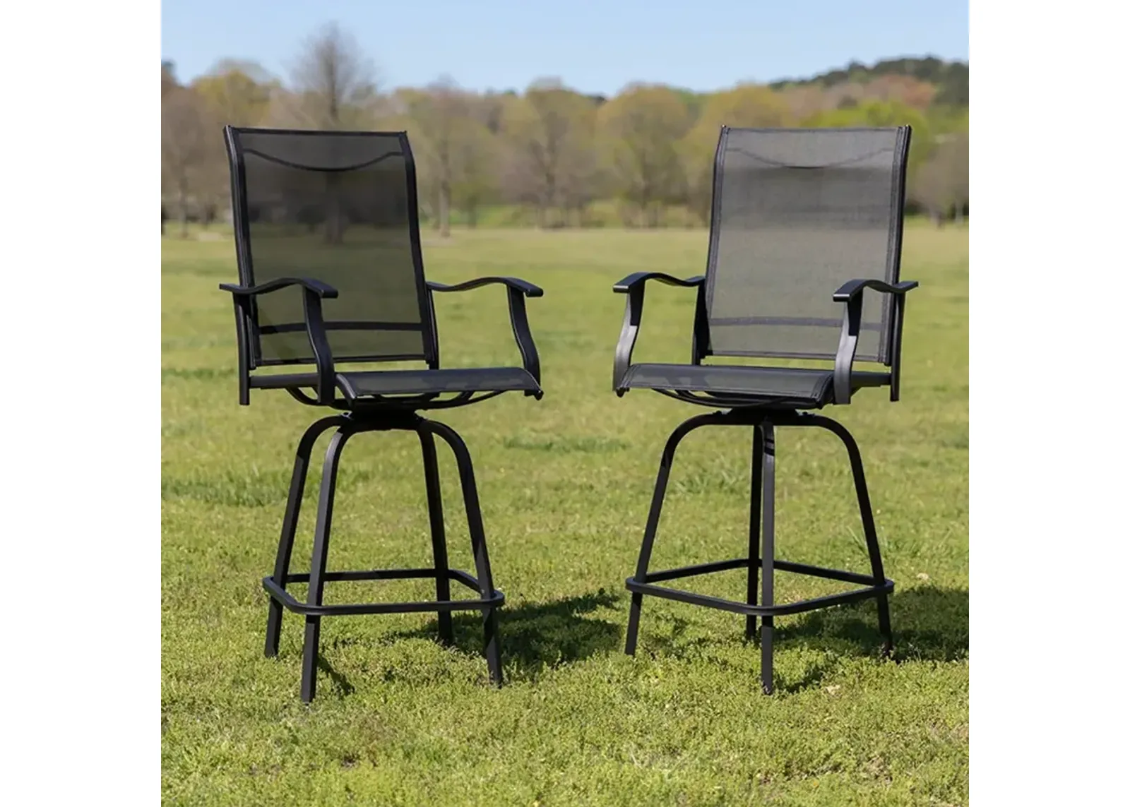 Wren Black Bar Height Patio Stools - Set of 2