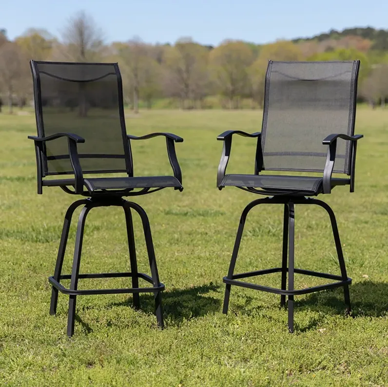 Wren Black Bar Height Patio Stools - Set of 2