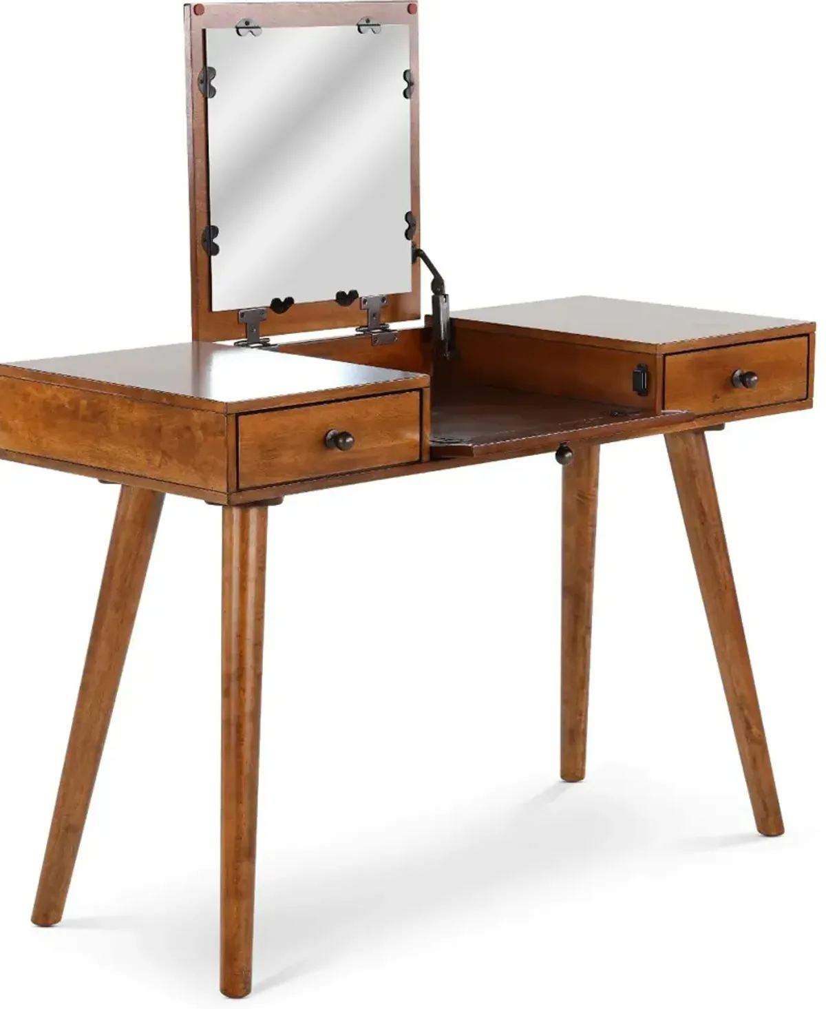 Robin Mid-Century Modern Brown Vanity Desk