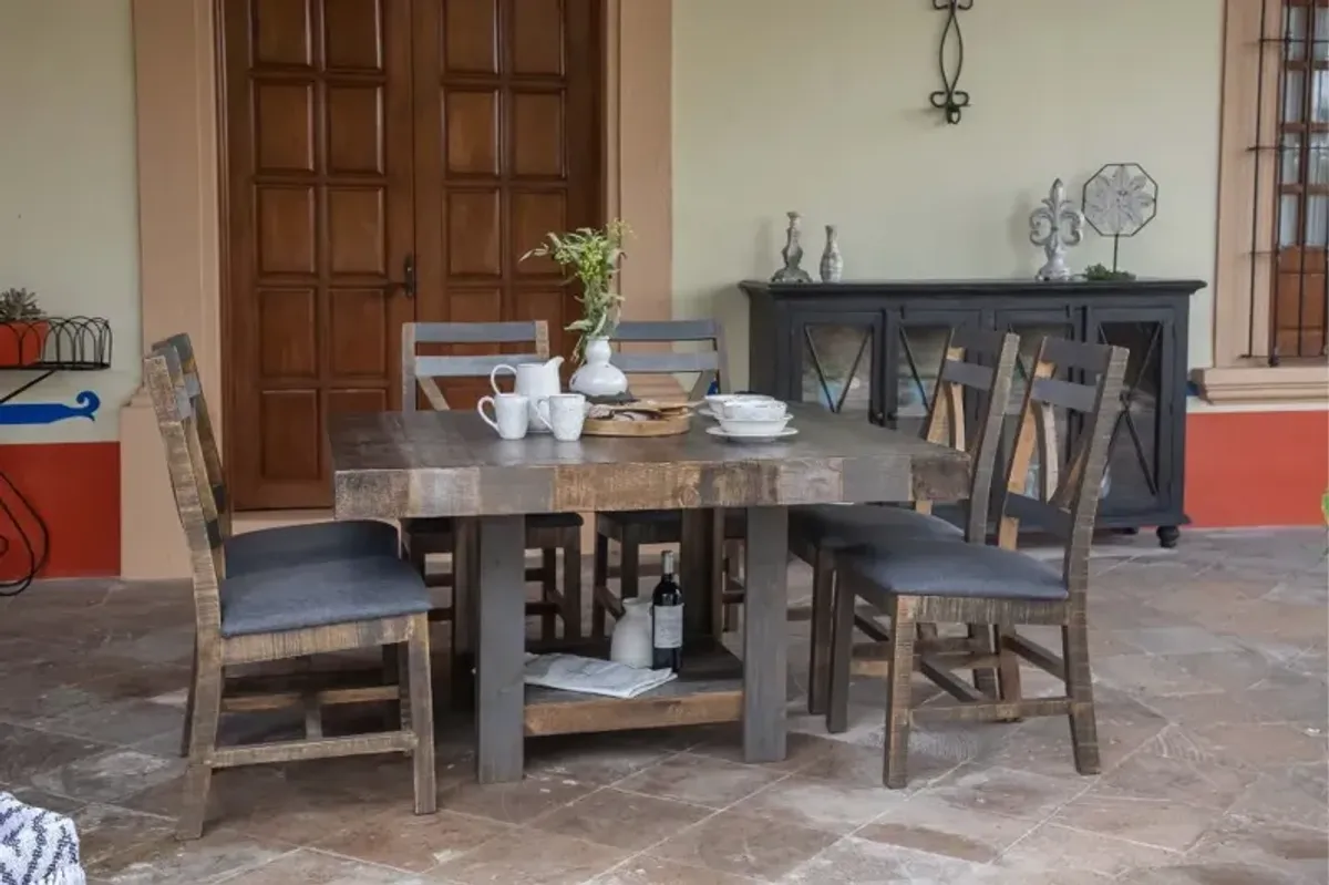 Loft Rustic Pine 5 Piece Dining Set