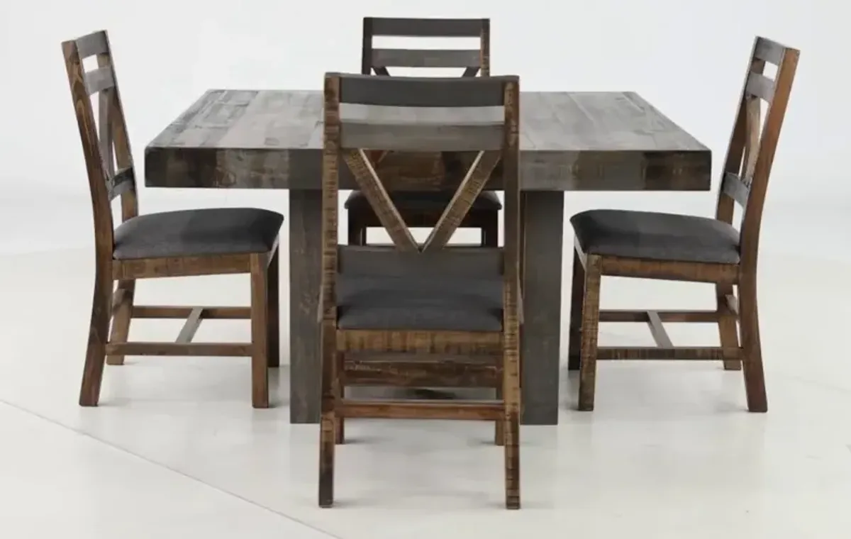 Loft Rustic Pine 5 Piece Dining Set