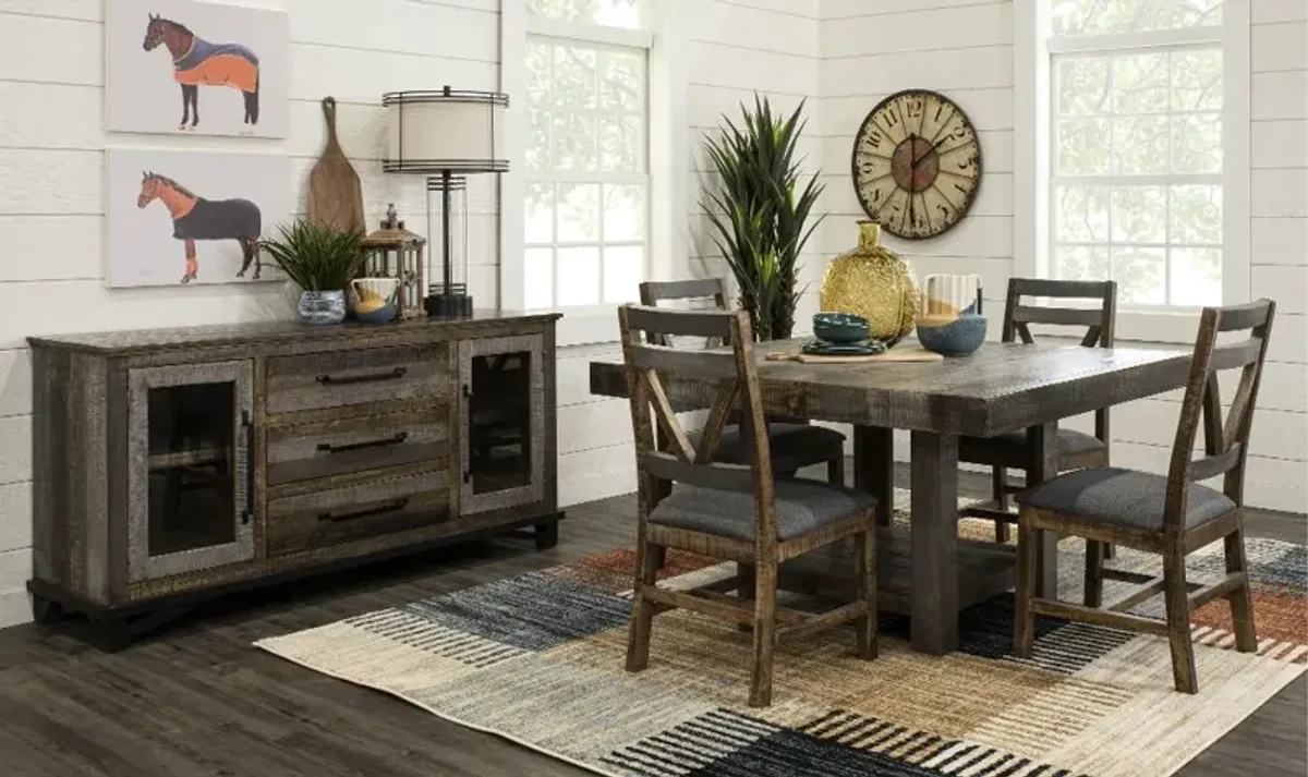 Loft Rustic Pine 5 Piece Dining Set