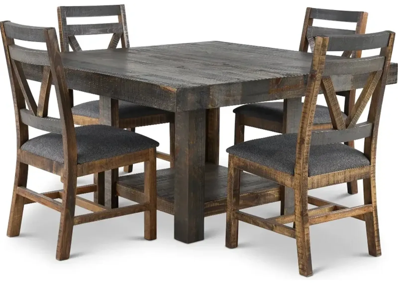 Loft Rustic Pine 5 Piece Dining Set