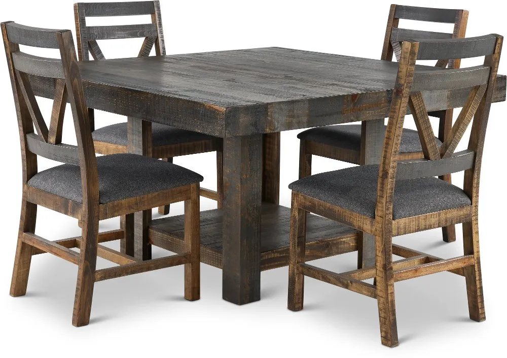 Loft Rustic Pine 5 Piece Dining Set