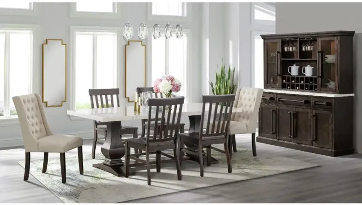 Manor Gate Dark Brown and Marble 5 Piece Dining Set