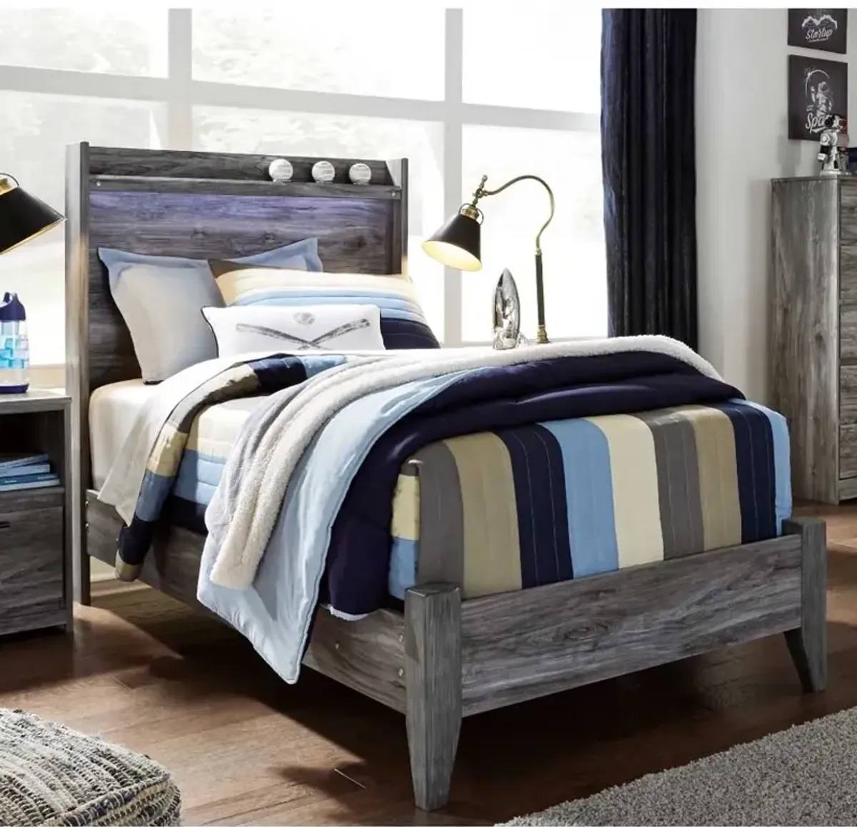 Twila Rustic Smoke Gray Twin Bed