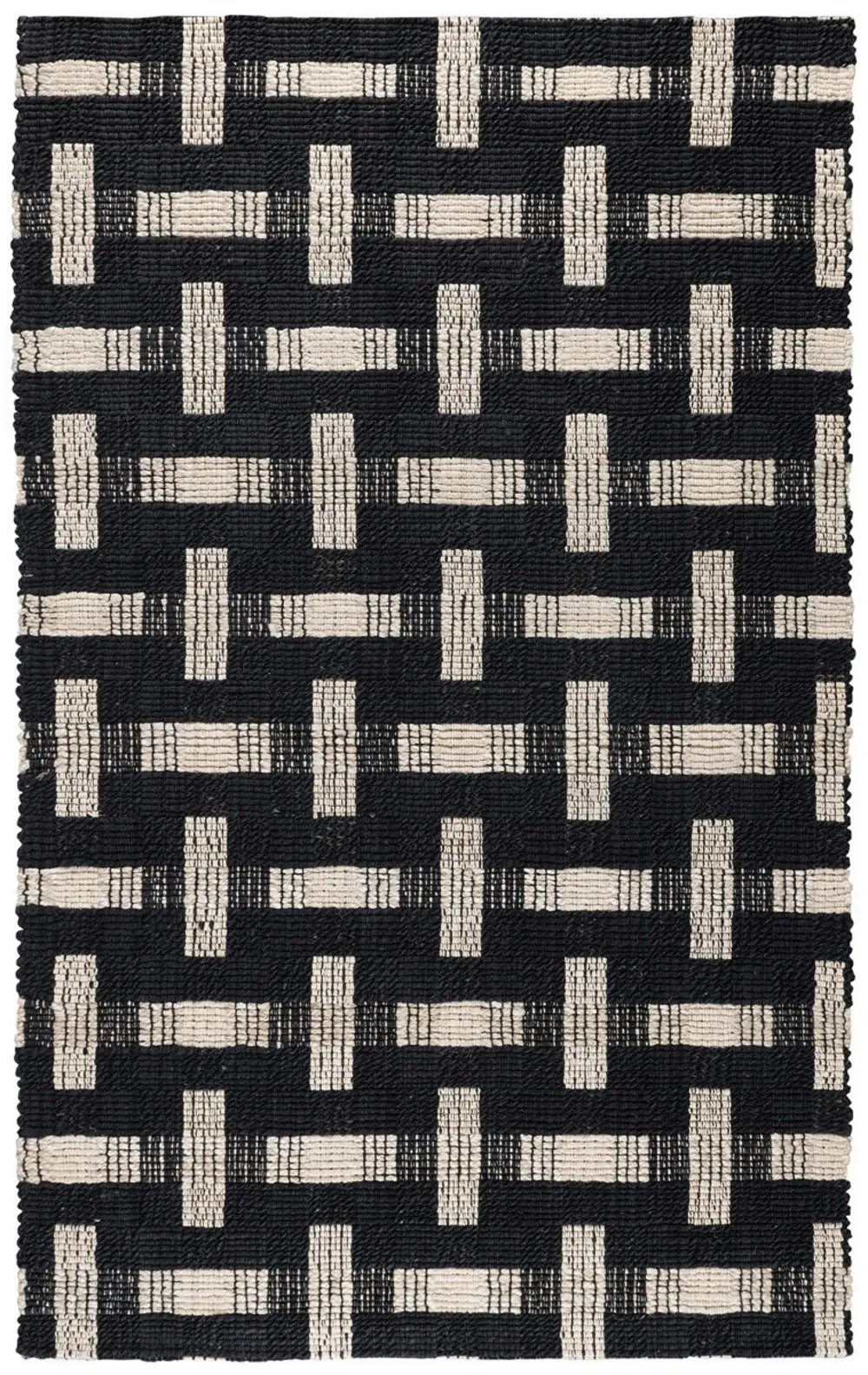 Preston 5 x 8 Black and Ivory Area Rug