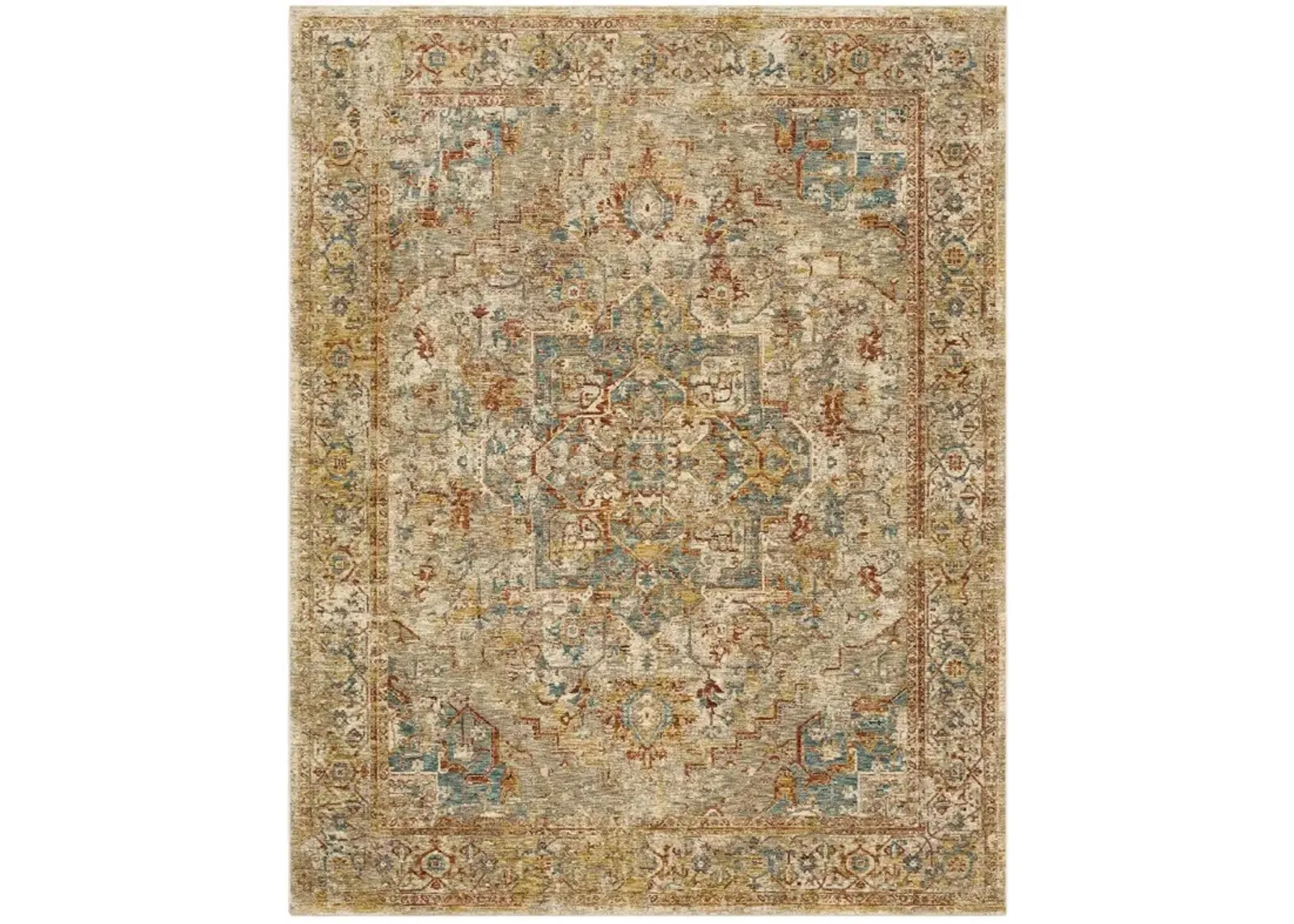 Marash 8 x 10 Ezine Gold and Cream Area Rug