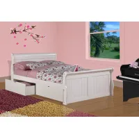 Ellsworth Full White Sleigh Bed with Drawers