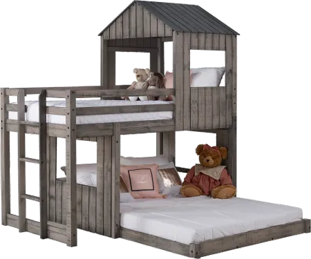 Boothbay Twin Over Full Gray Rustic Loft Bed